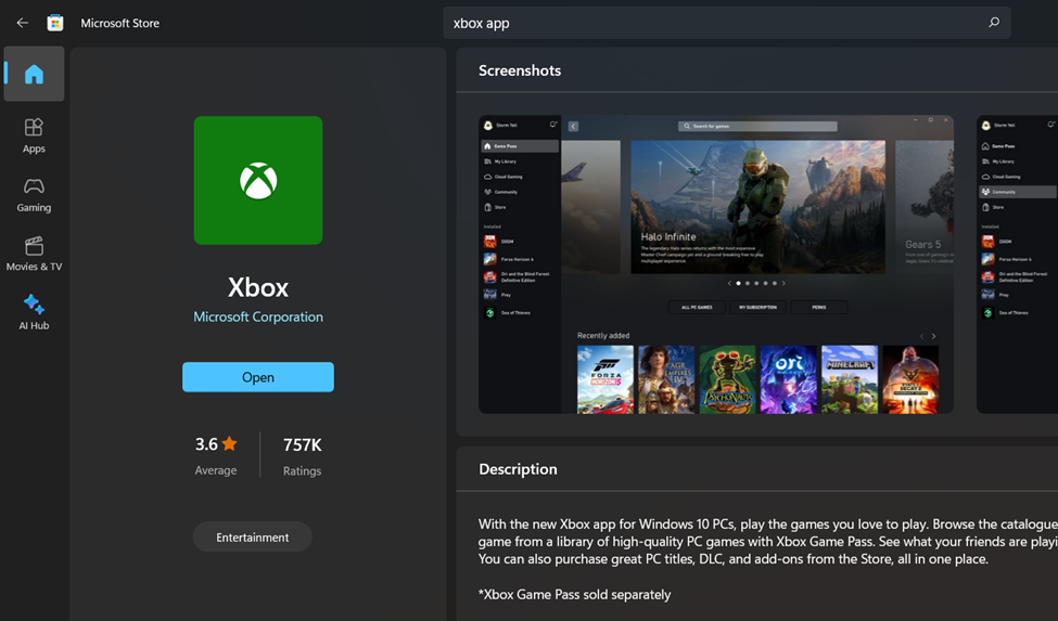 Updating Xbox Game Pass on Asus ROG Ally