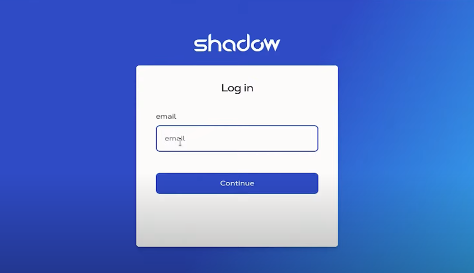 Logging in to Shadow PC on Steam Deck
