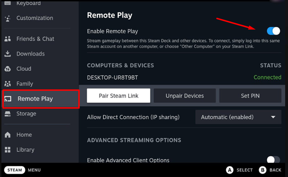 Enabling Steam Link on Steam Deck