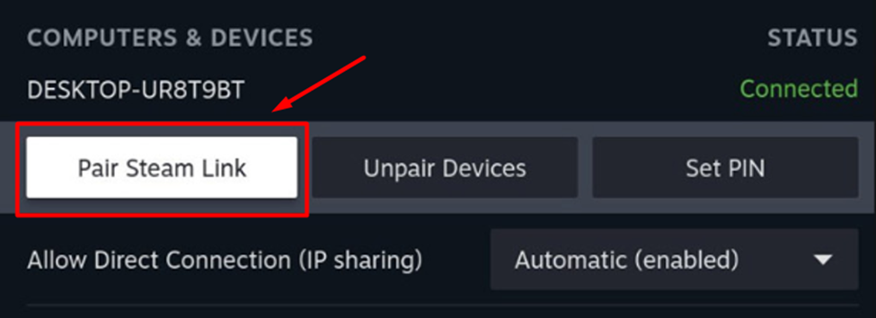 Pairing PC with Steam Deck