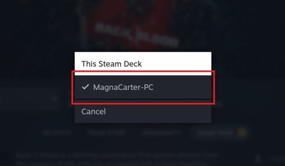 Selecting PC for Steam Link Remote Play on Steam Deck