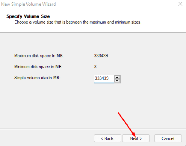 Deciding the New Partition Disk Volume