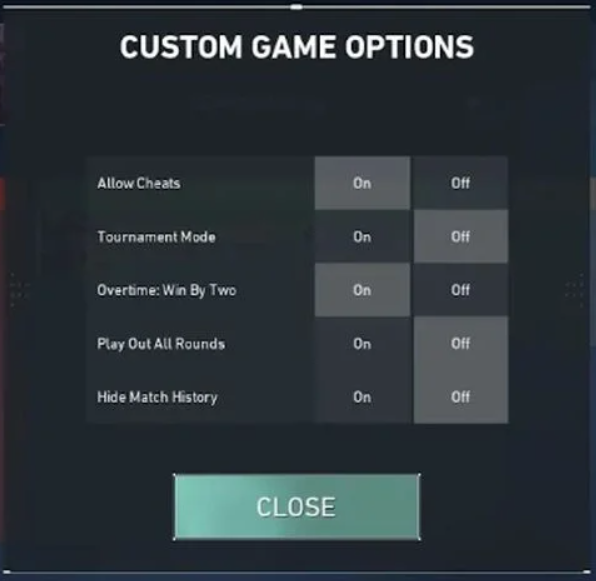 Setting Custom Game Option in Valorant