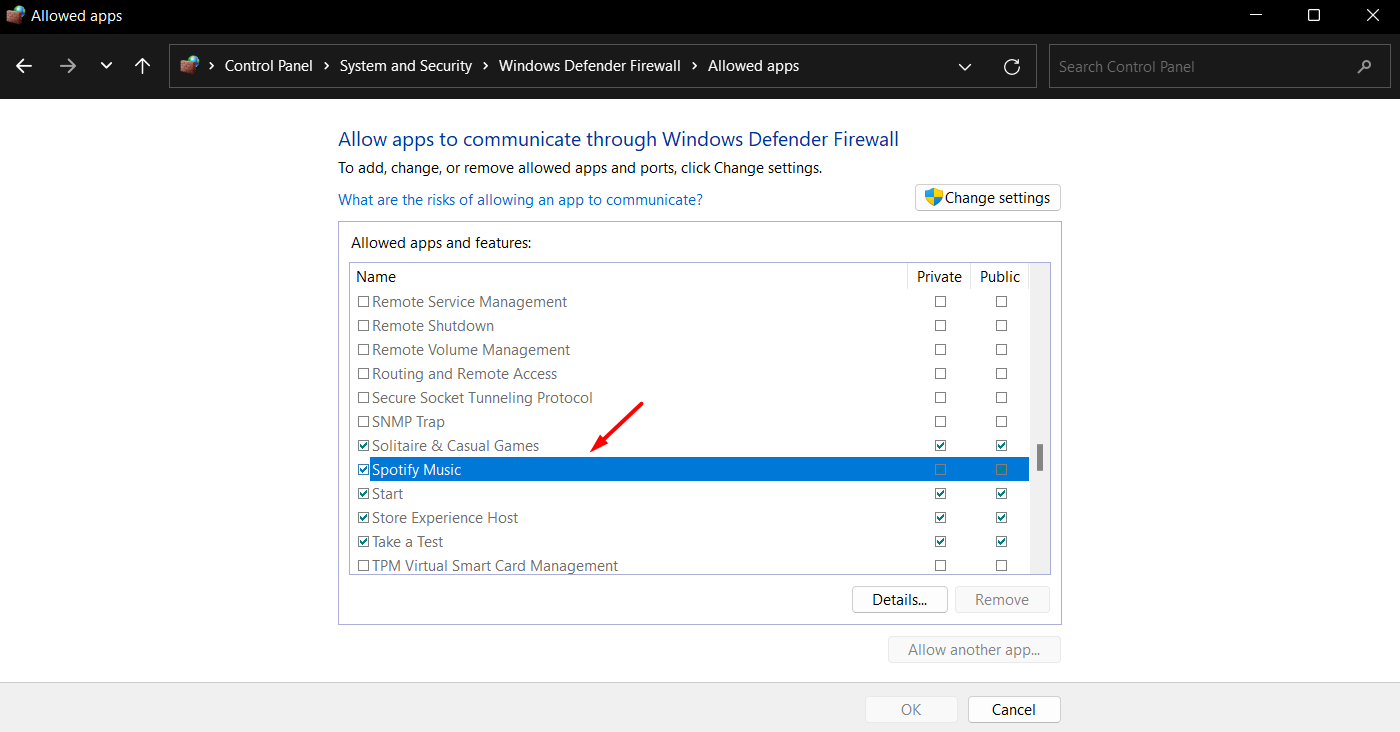 Allowing Spotify in Windows 11 through Windows Firewall