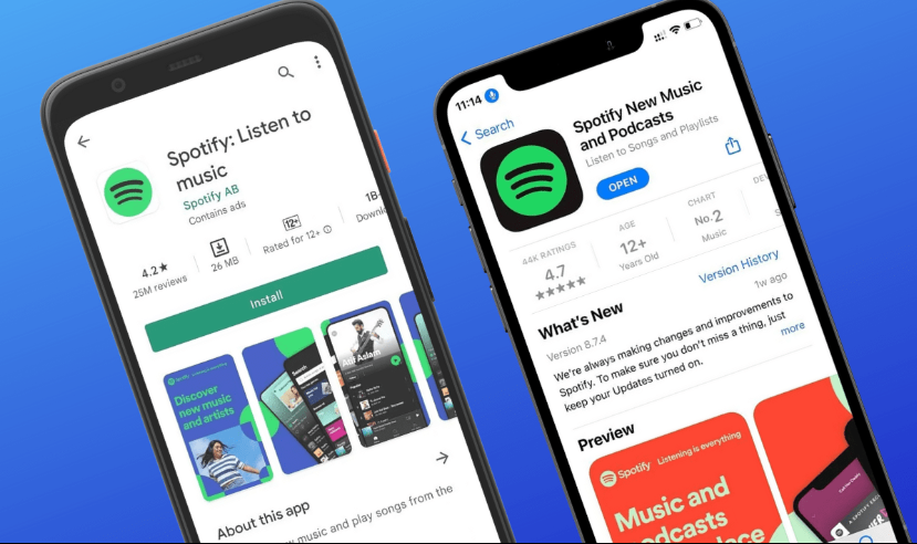Downloading Spotify on Android and iOS