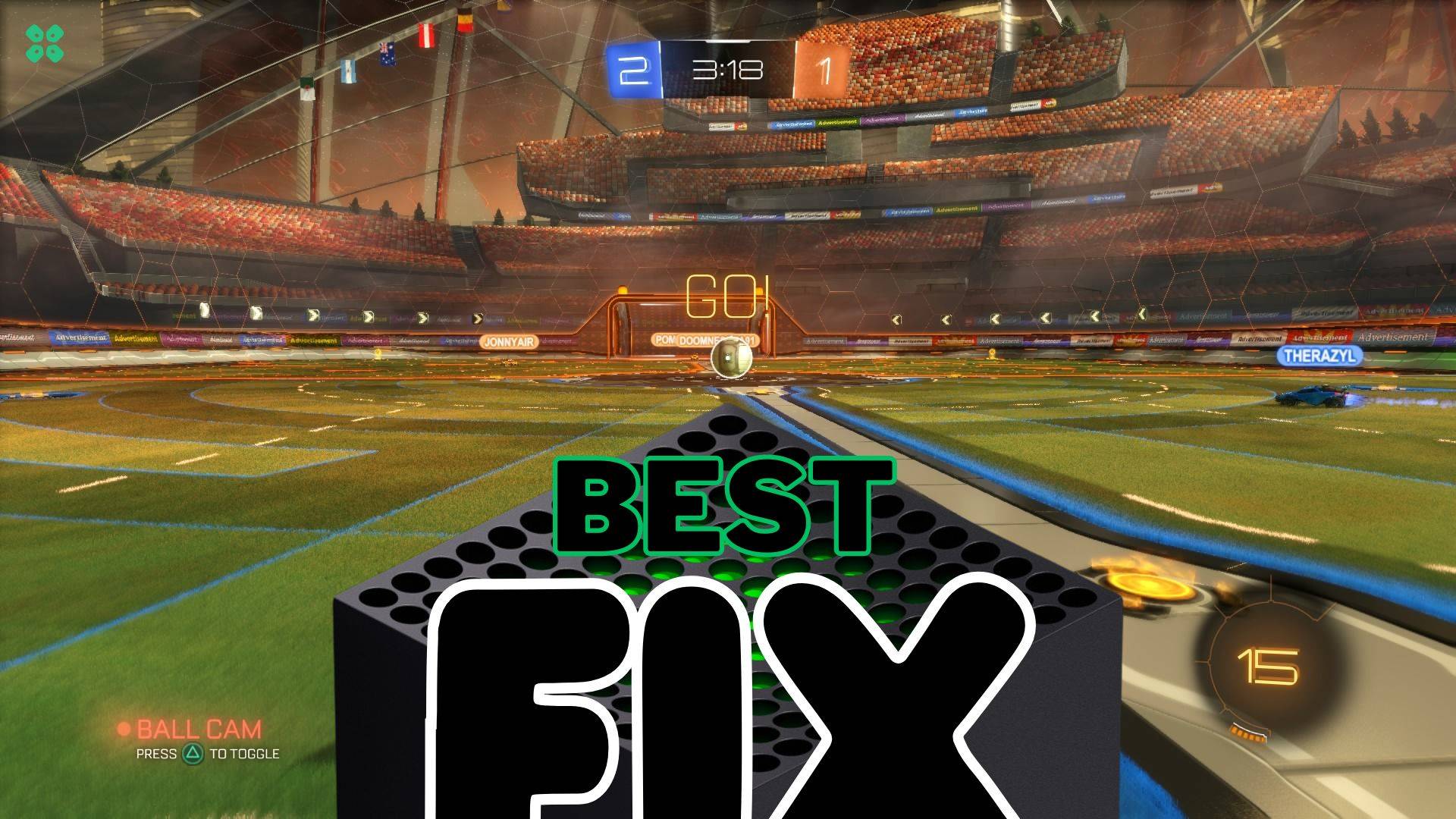 Artwork of Rocket League and its fix of lagging by TCG