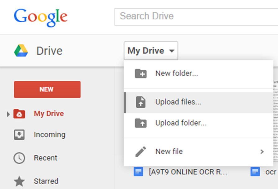 Google Drive OCR (Google Docs)