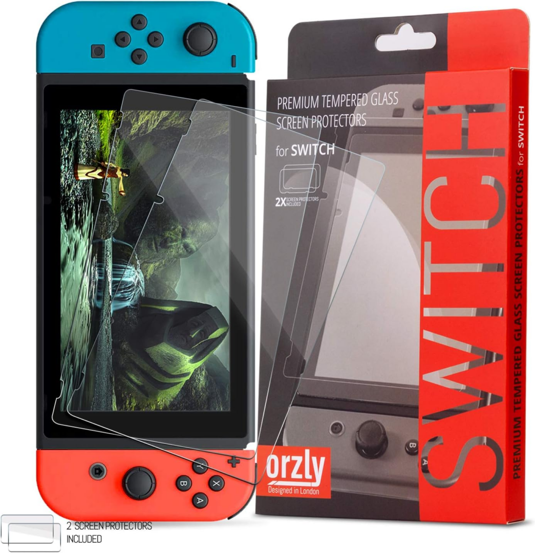 Orzly Premium Tempered Glass Screen Protector for Nintendo Switch