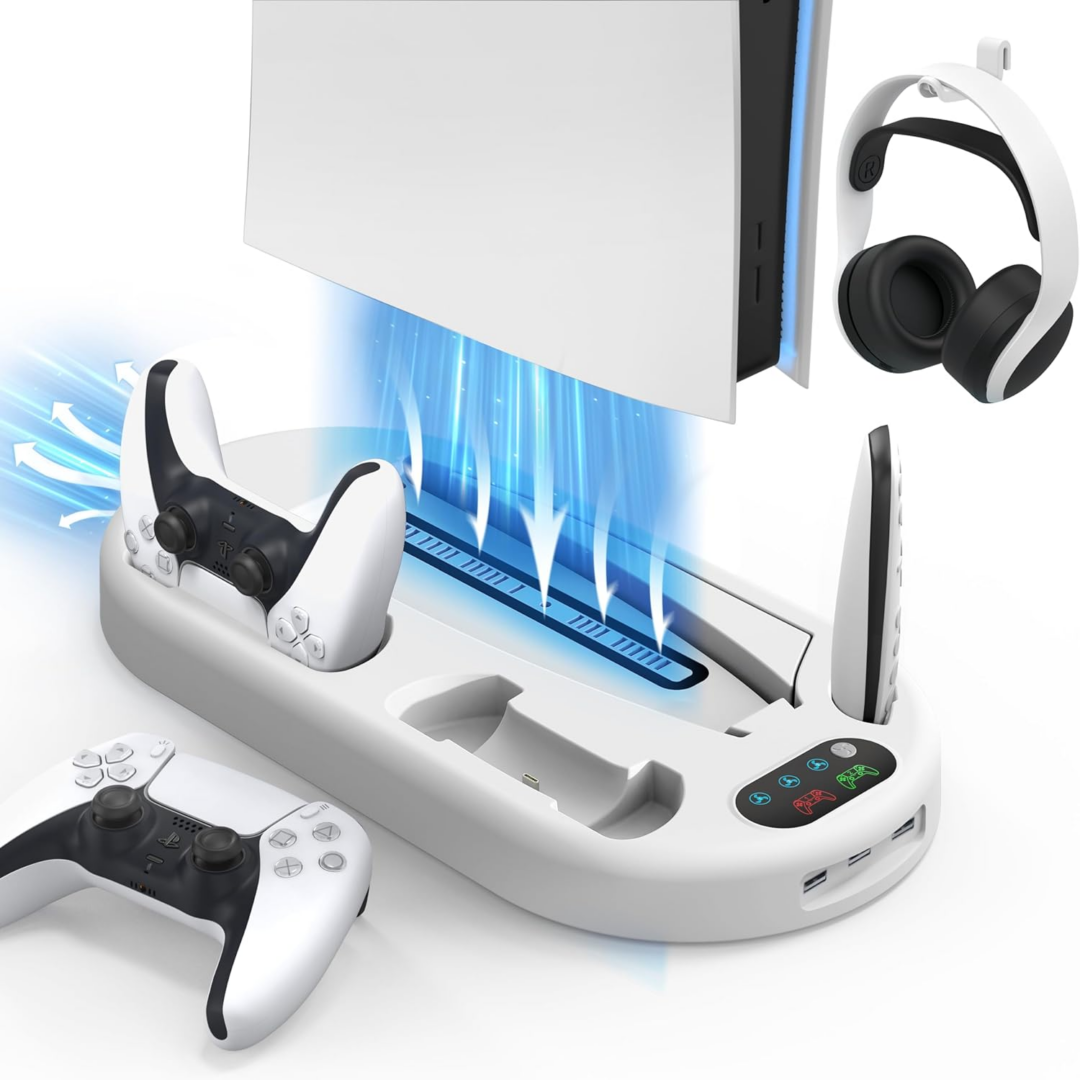 AMZDM for PS5 Stand Cooling Station with Dual PS5 Charging Station