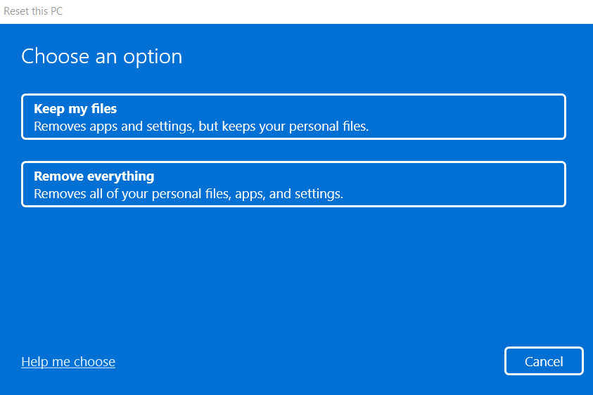 Factory Reset for Clearing Data on Windows 11
