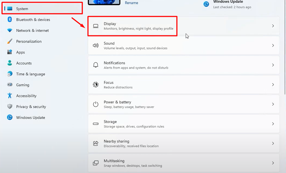 Opening Display Settings in Windows 11