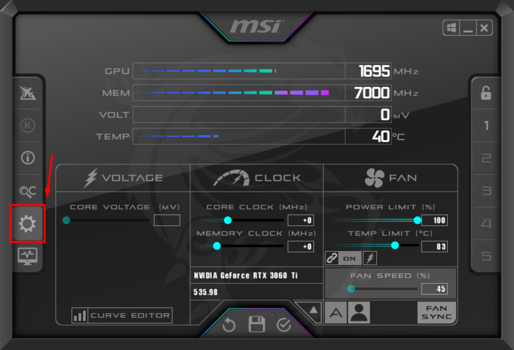 MSI Afterburner Properties