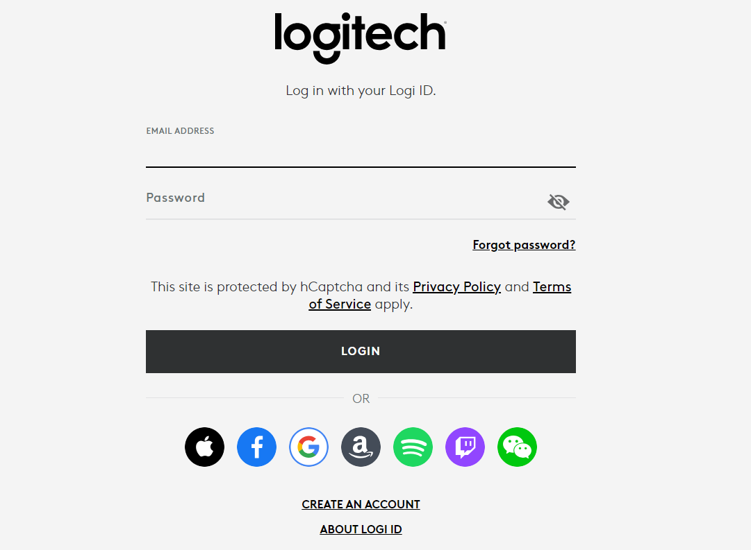 Logitech G-Hub Login