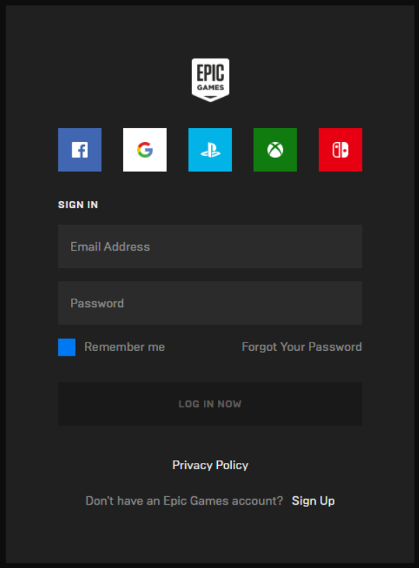 Epic Games Login