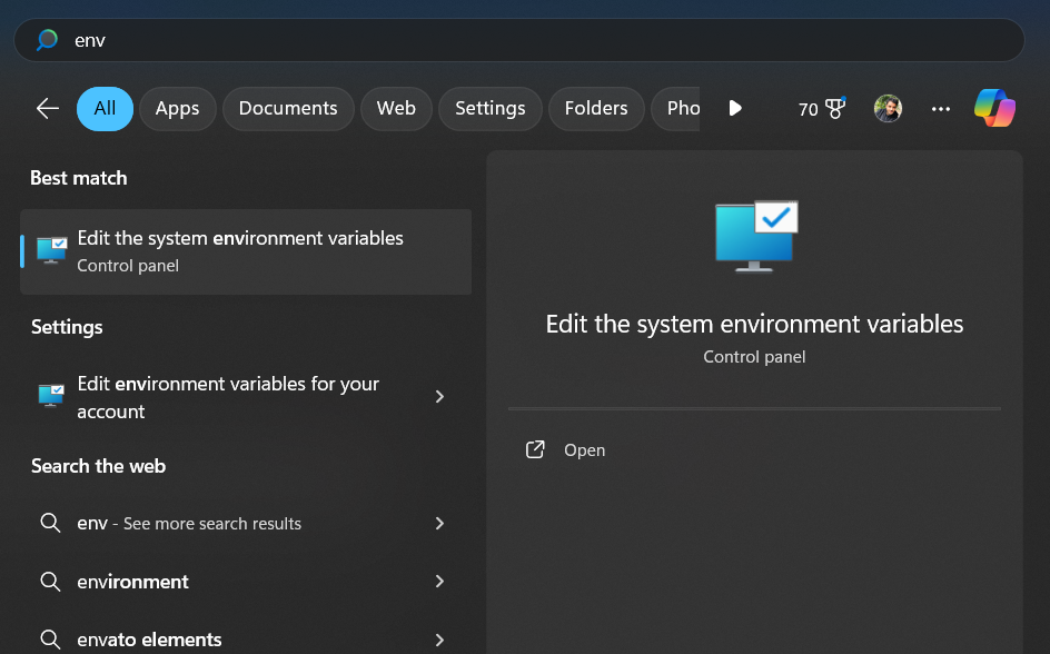 Editing System Variables on Windows