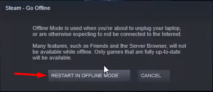 Restarting Steam Client for Offline Gameplay