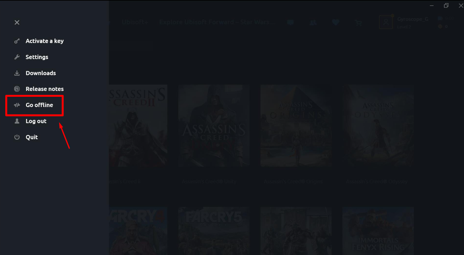 Enabling Offline Mode on Ubisoft Connect
