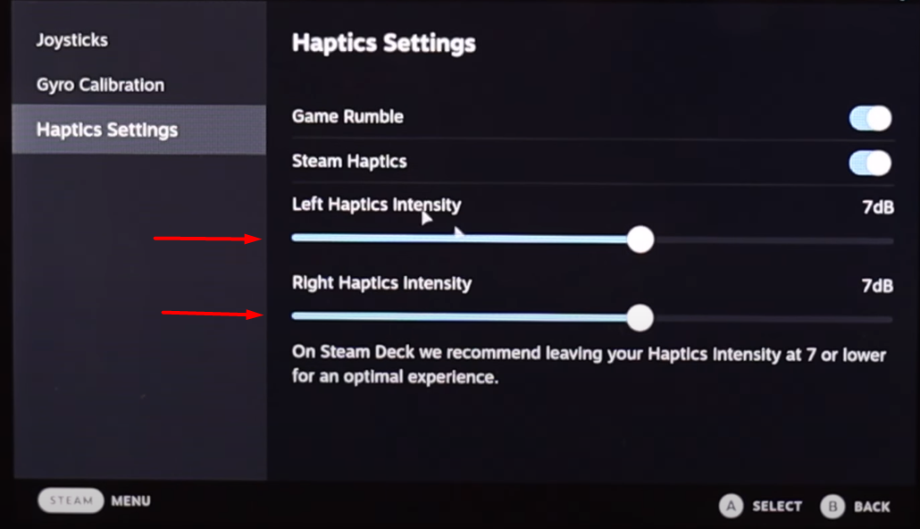 Changing Haptic Feedback Intensity for Trackpads on Steam Deck