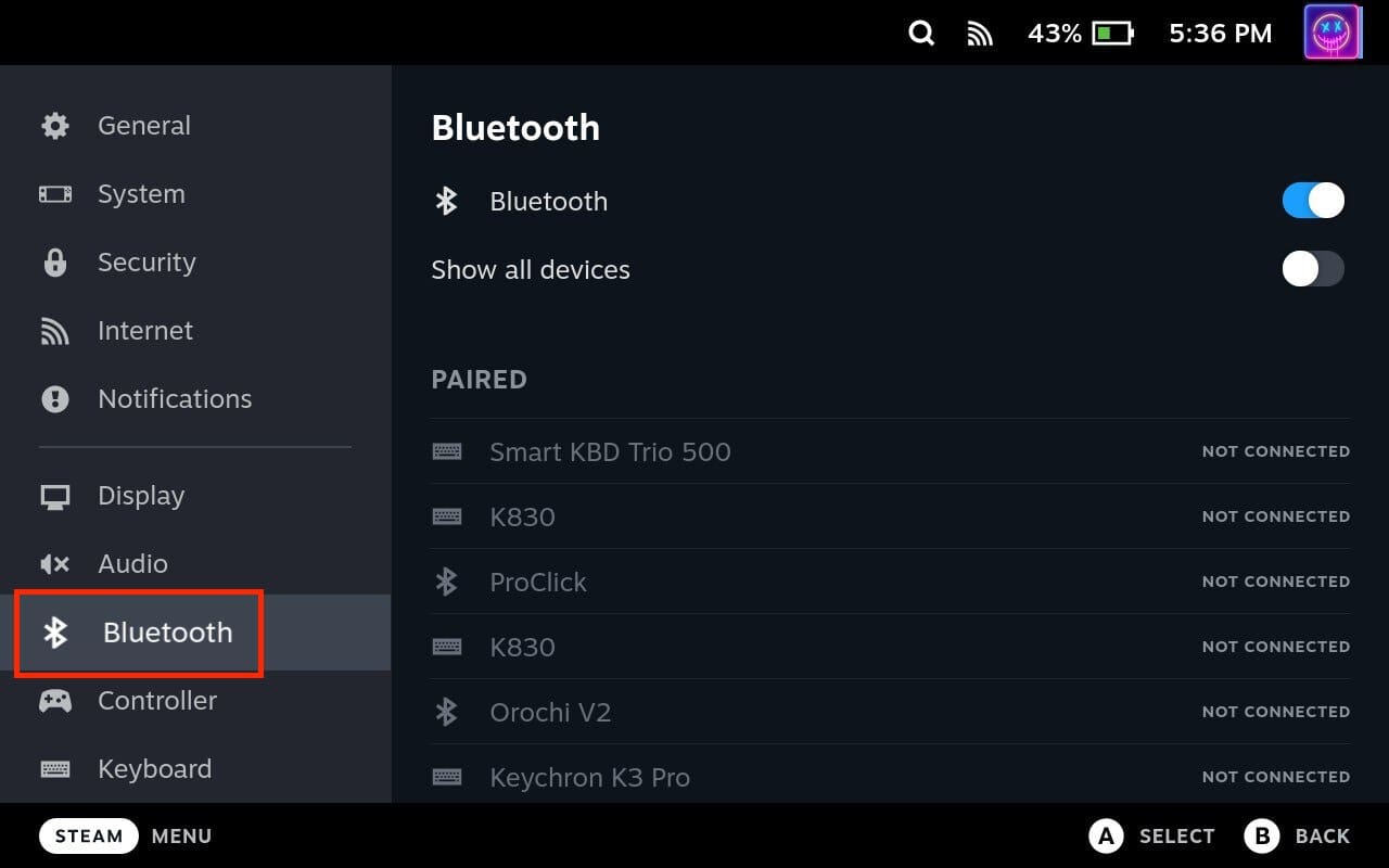 Pairing Bluetooth Device on Steam Deck