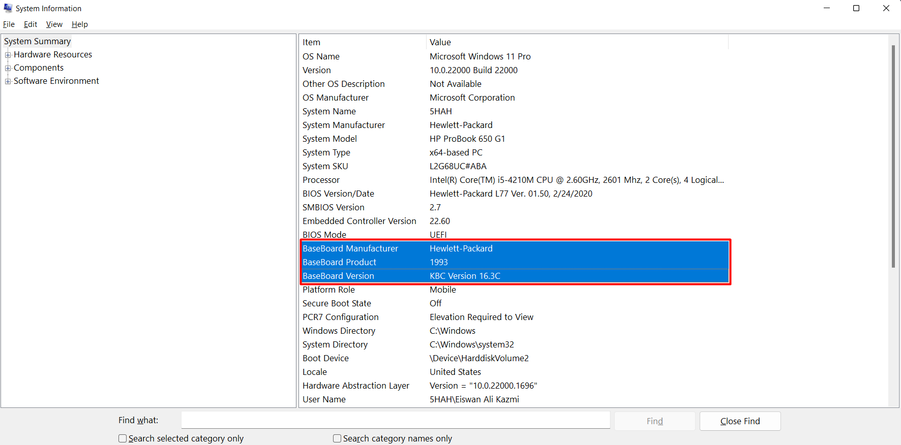 Checking Motherboard from System Information