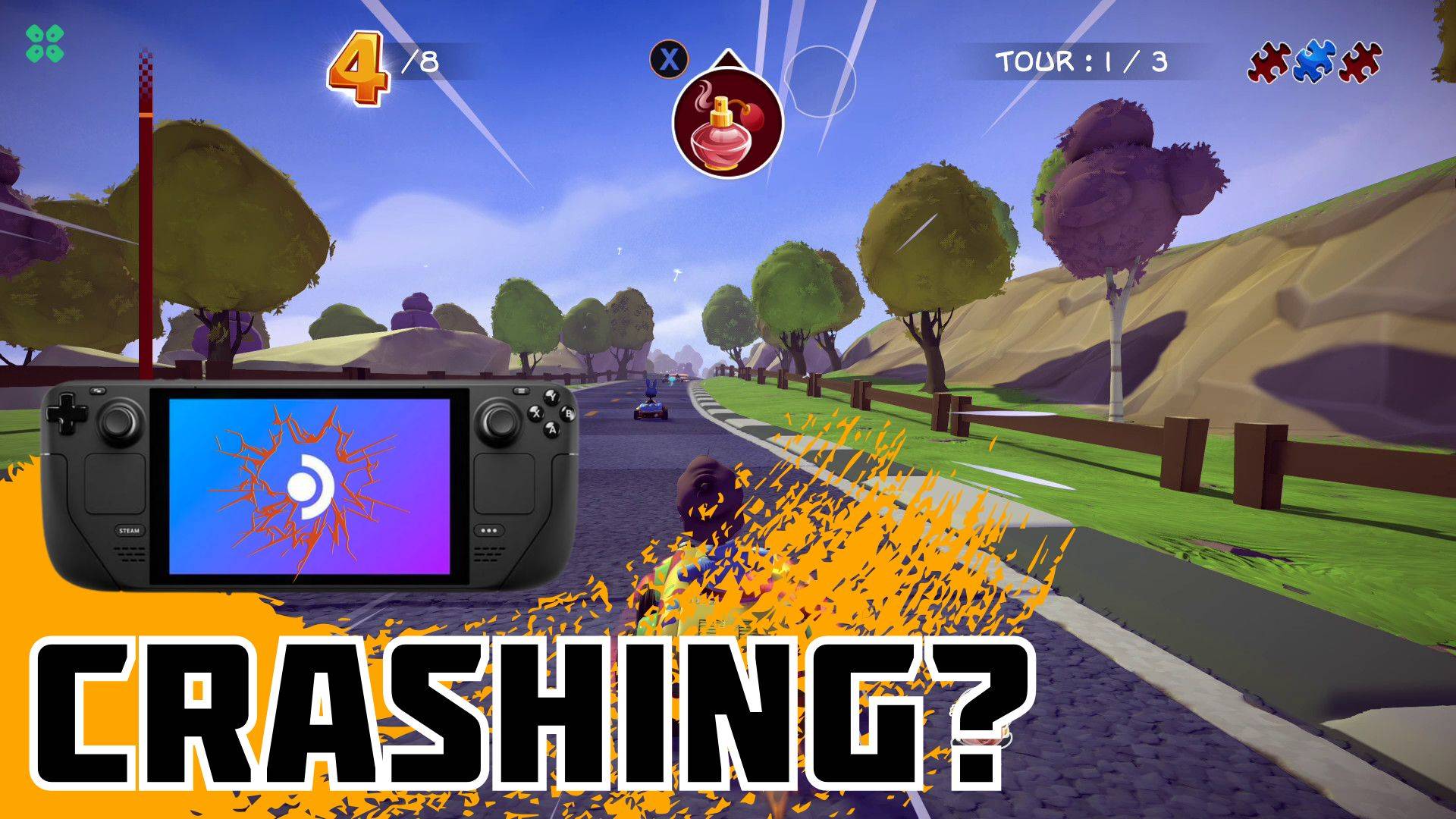 Artwork of GarfieldKartFuriousRacing and its fix of crashing by TCG