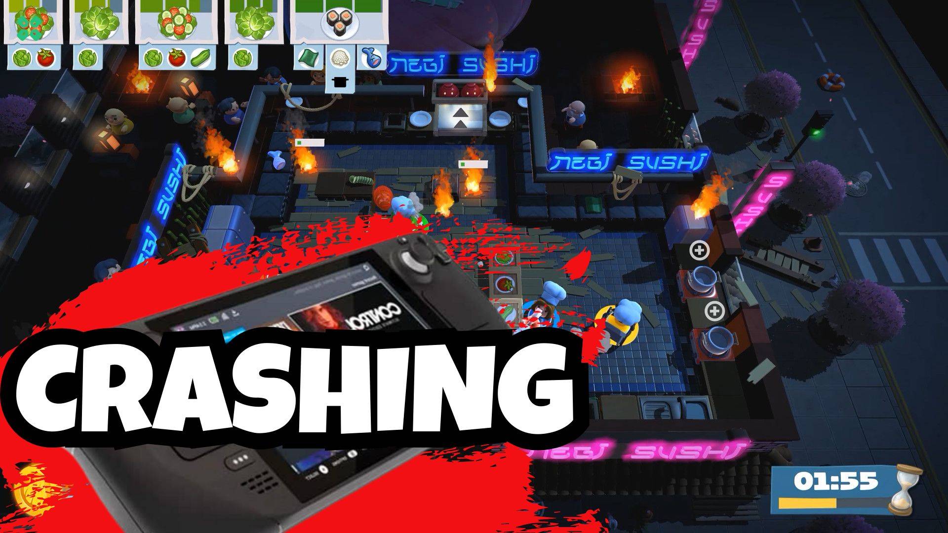 Artwork of Overcooked2 and its fix of crashing by TCG