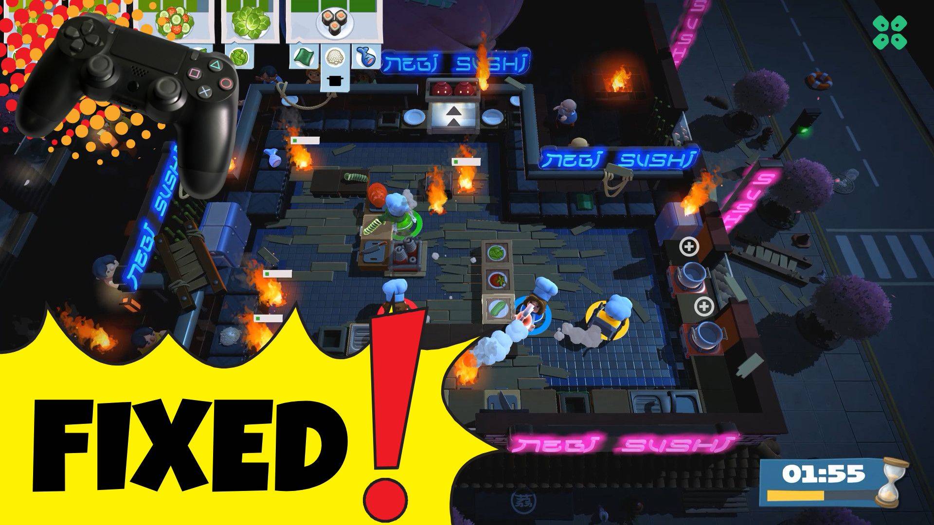 Artwork of Overcooked2 and its fix of crashing by TCG