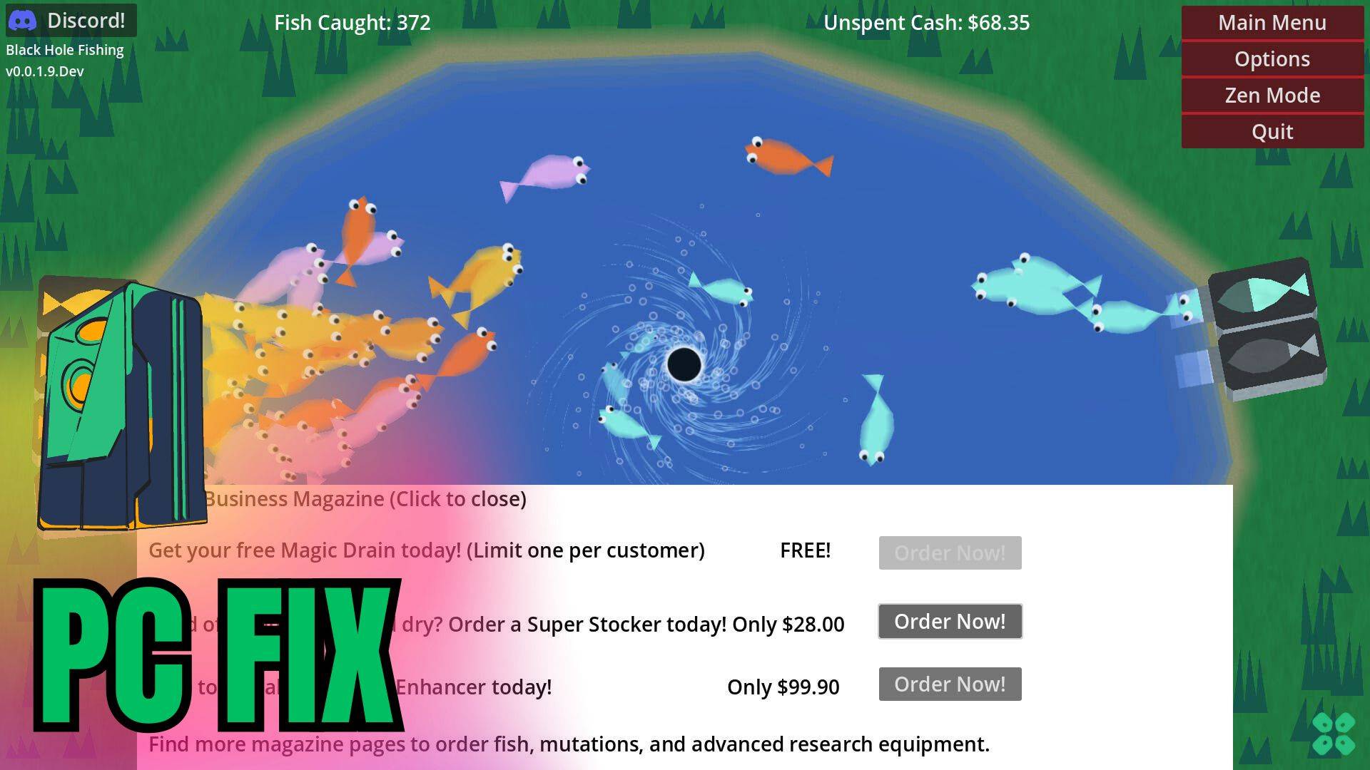 Artwork of BlackHoleFishing and its fix of crashing by TCG