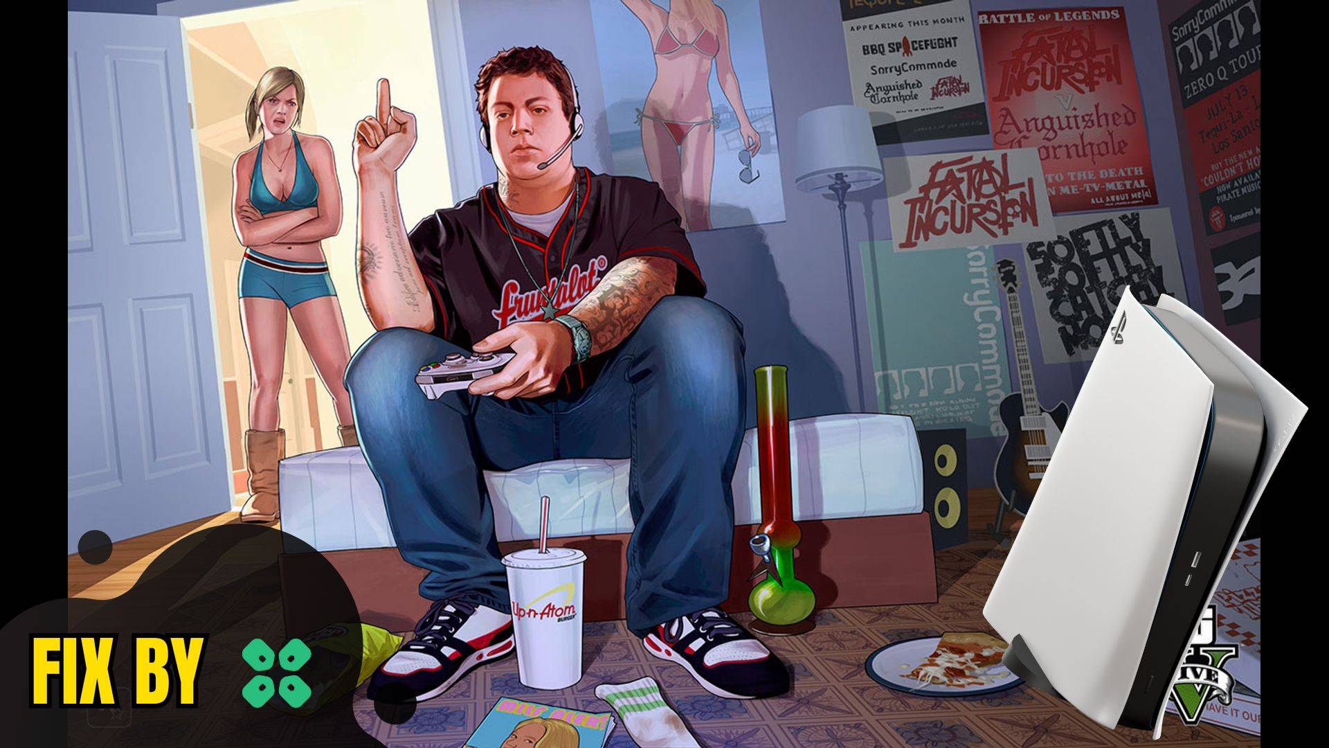 Artwork of GrandTheftAutoV and its fix of lagging by TCG